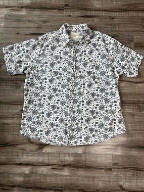 Cherokee XXL 100% Cotton Floral Button Down Shirt Summer Lightweight Oversized
